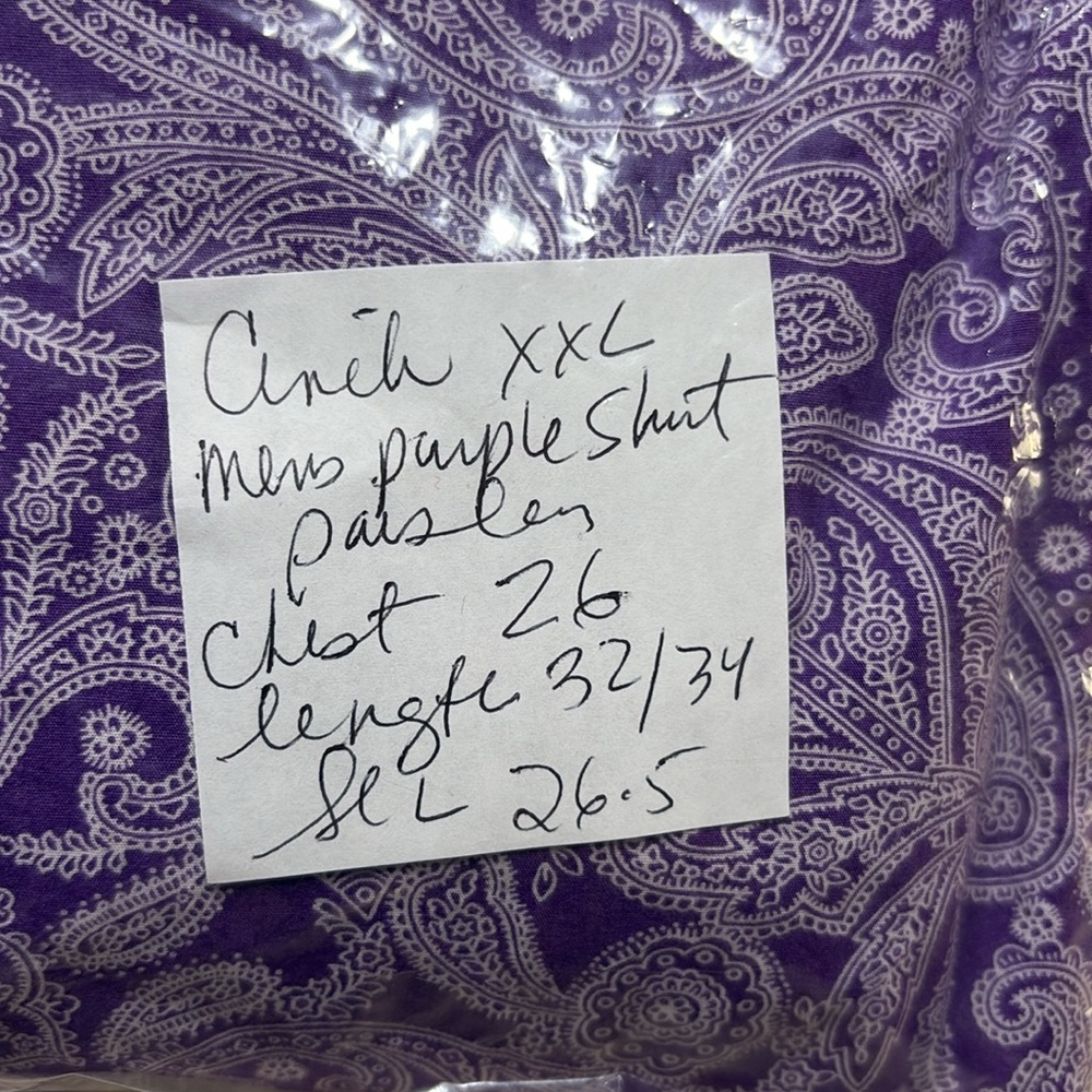 CINCH COTTON WESTERN COWBOY LONG SLEEVE BUTTON DOWN PAISLEY PURPLE DRESS SHIRT - Picture 11 of 11